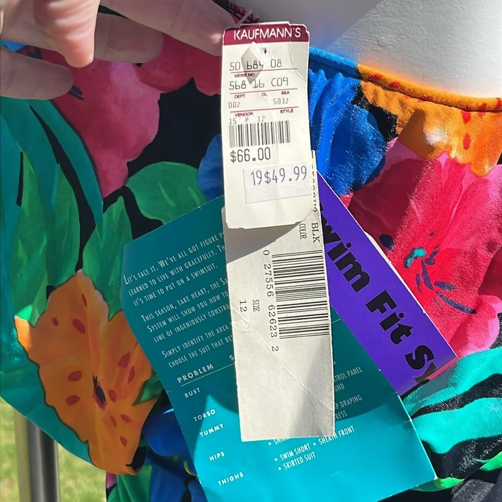 NWT vintage Sandcastle Swim Fit System tropical swimsuit 12 - Picture 5 of 11